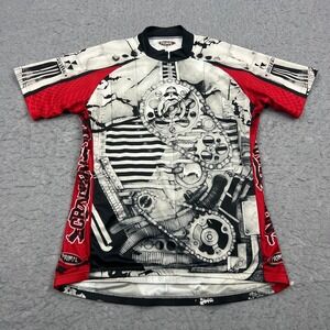 Primal Wear Gear Cycling Jersey Mens XL Crankin' Stein Gears Skeleton Zip Shirt